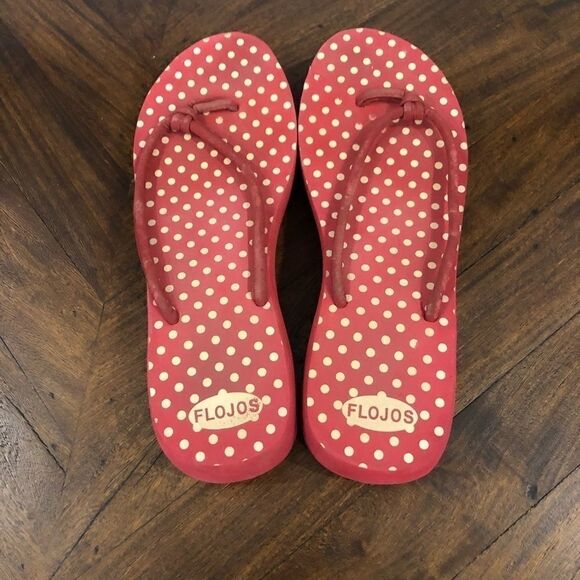 Flojo red polka dot platform sandals - Picture 1 of 2
